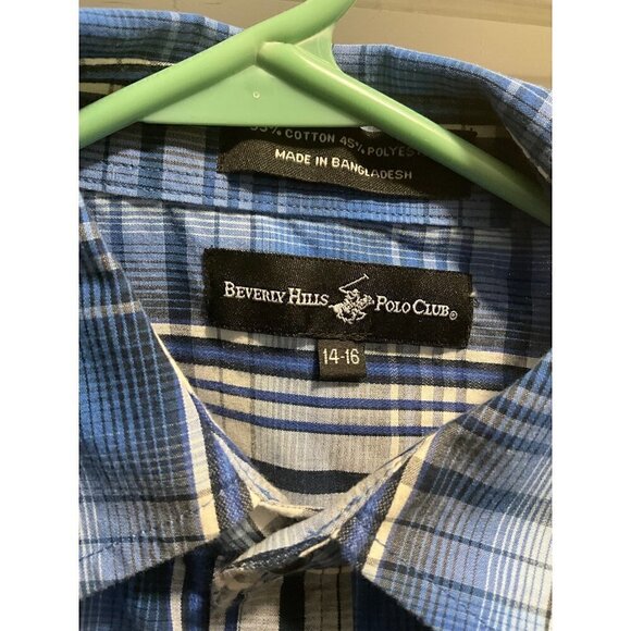 BEVERLY‎ Hills Polo Club Boys Button Down Striped Shirt Size 14-16 - Picture 4 of 9